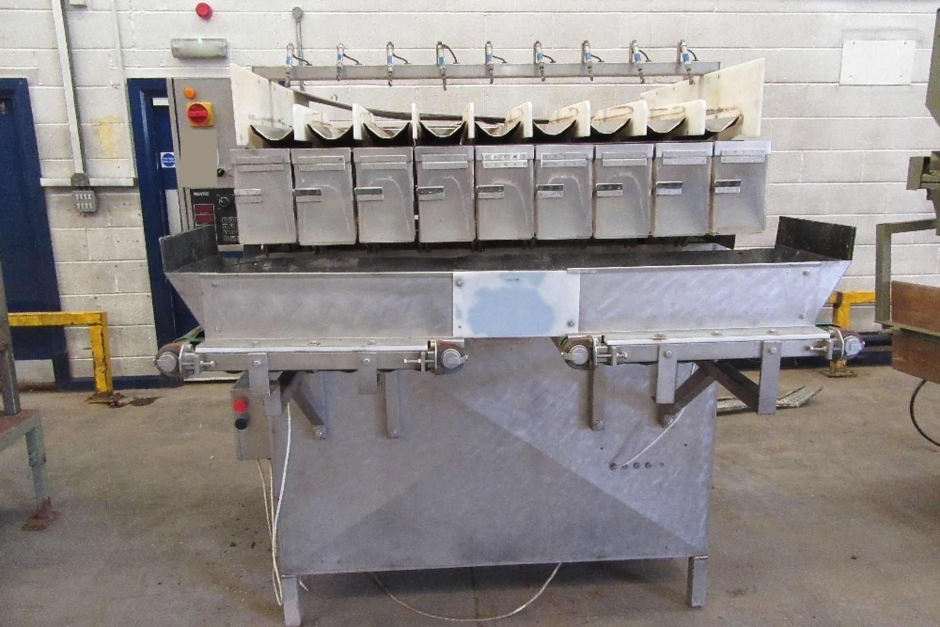 Newtec 2009 Stainless Steel 9 Head Weigher c/w Centre Fill Conveyors