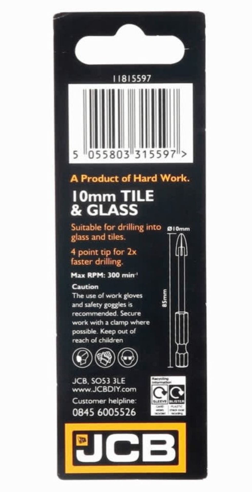 RRP £145.80 10 x TILE AND GLASS DRILL 4 FLUTE 1 RRP: £145.80 Make clean and precise cuts through - Image 2 of 3