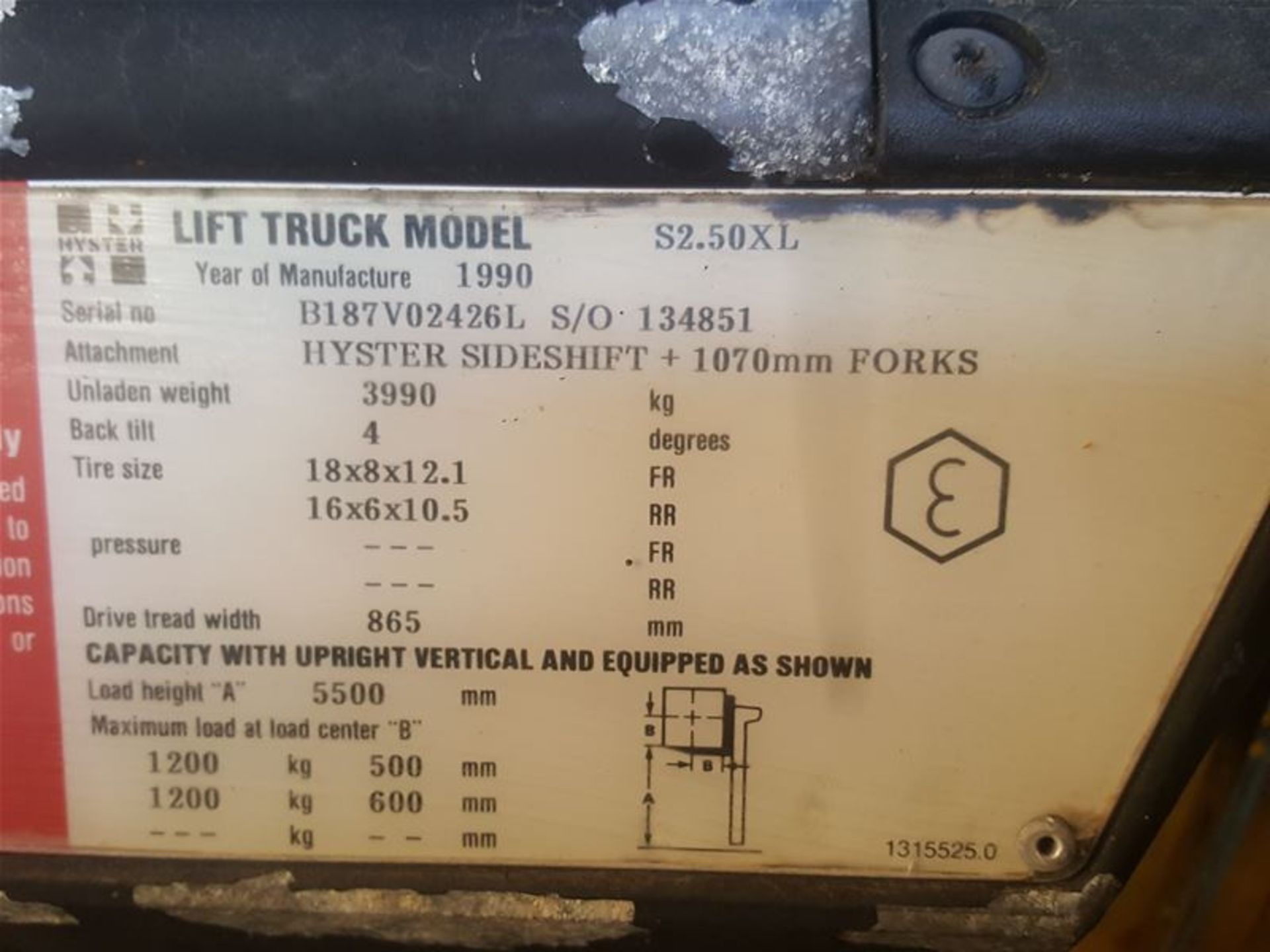 Hyster S 2.5 XL LPG Forklift with Side shift - Image 6 of 6