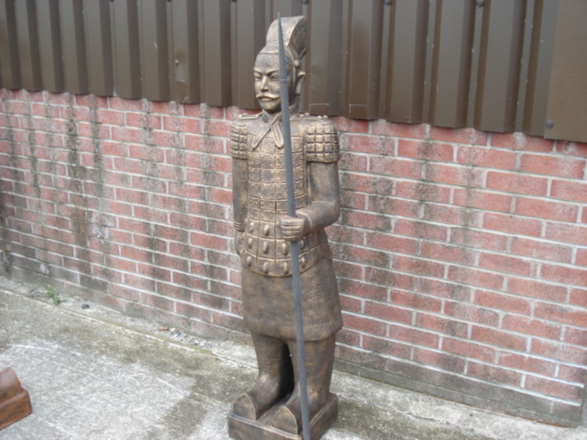 CRATED NEW LARGE TERRECOTTA WARRIOR STATUE IN BRONZE FINISH