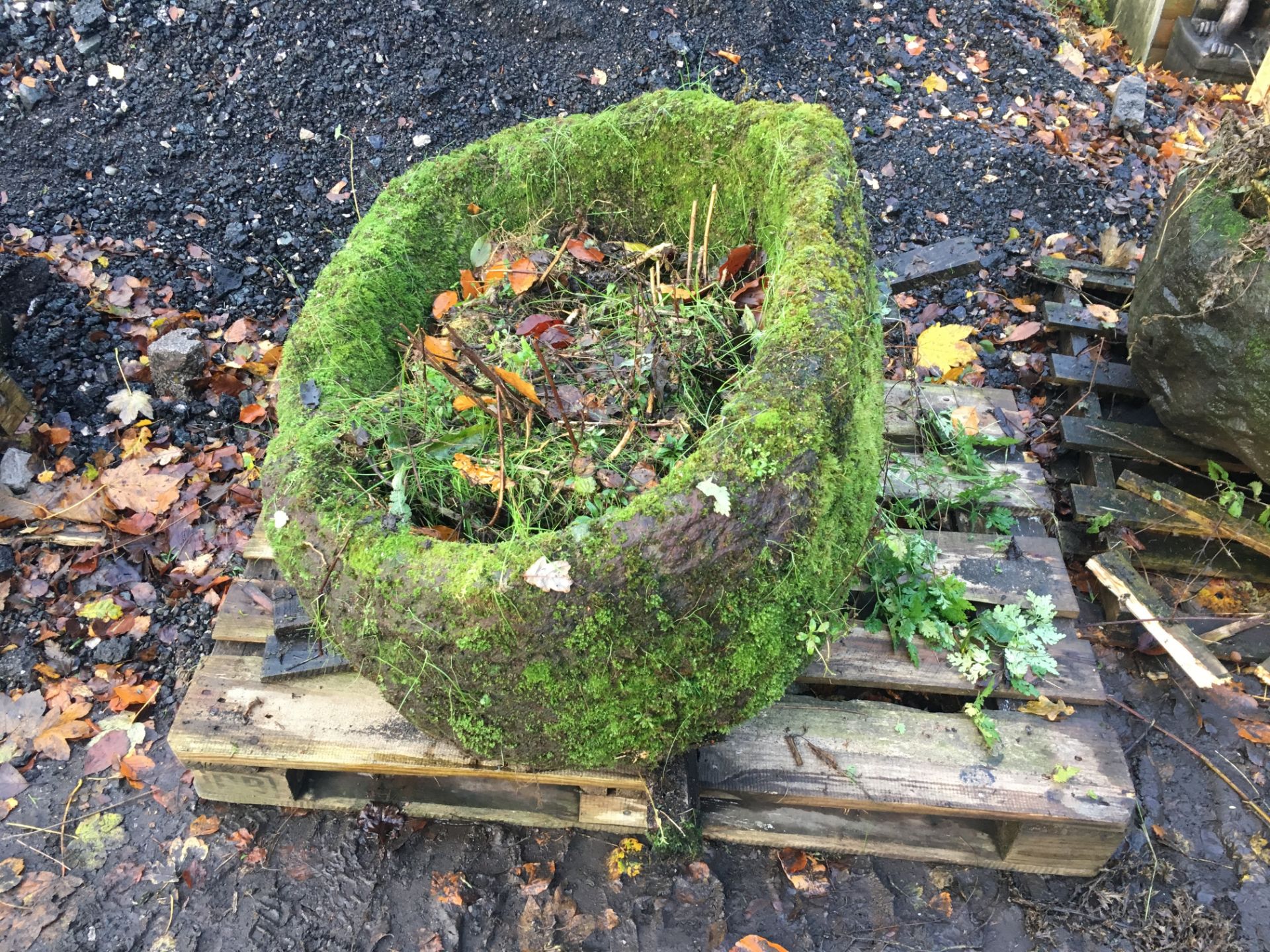 MASSIVE OLD STONE TROUGH ON PALLET