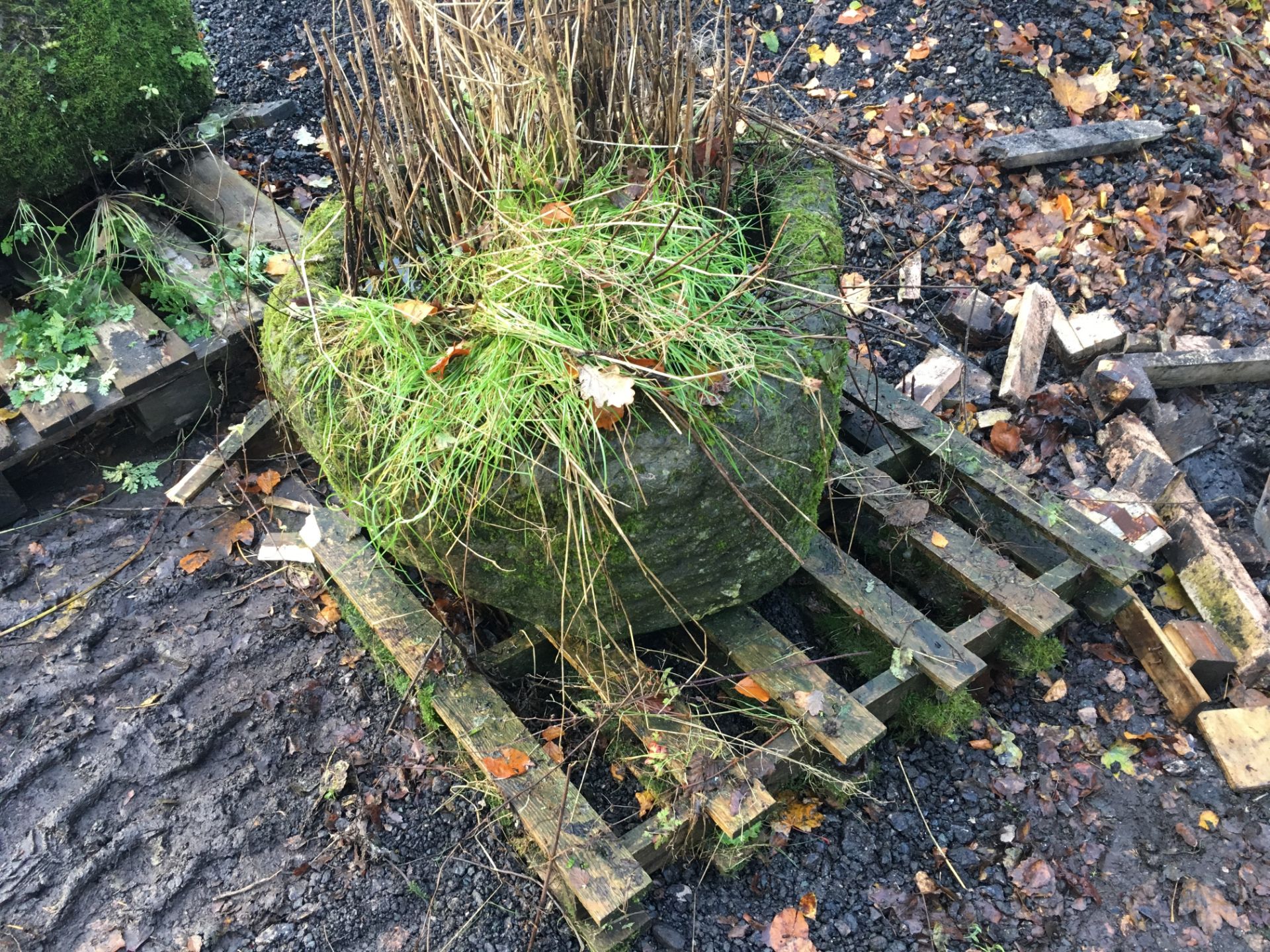 MASSIVE OLD STONE TROUGH ON PALLET