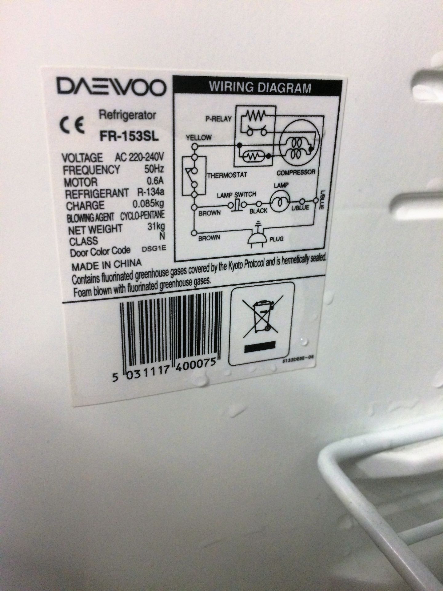Daewoo Silver Refrigerator - Model: FR-153SL - Image 4 of 4