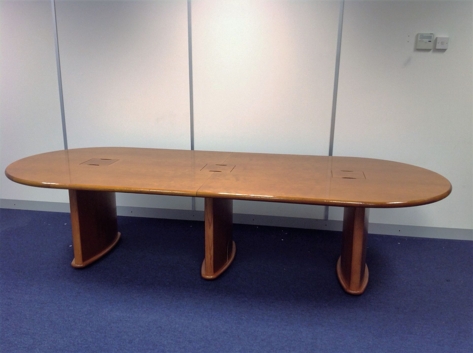 Cheery Veneer Boardroom Table With Internal Plug Socket Connections - Measurements: H: 72cm L: 300cm - Image 2 of 5