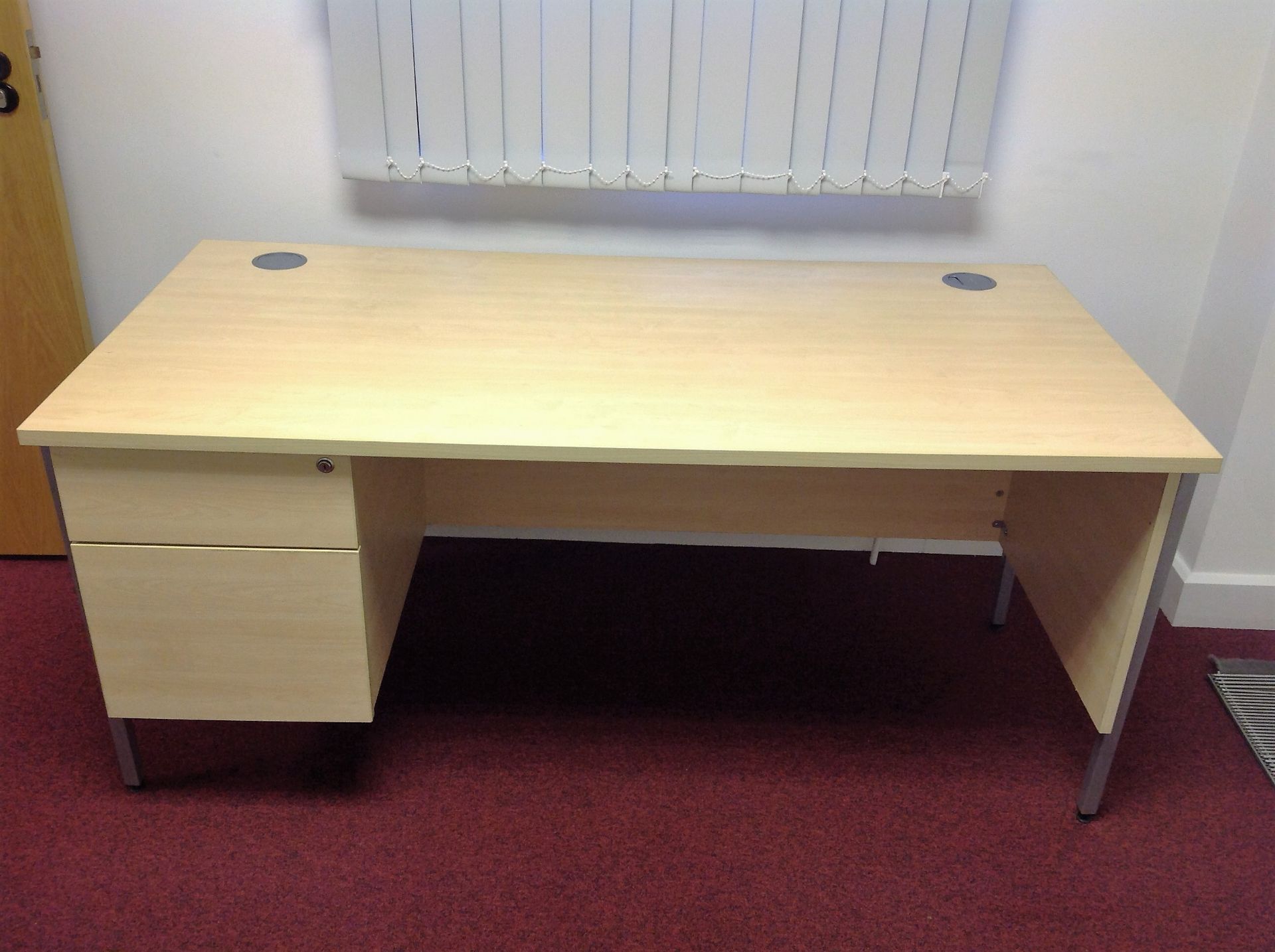 Rectangular Desk With Two Draw Unit Attached To The Left With Keys - Measurements: H: 72cm L: 160cm