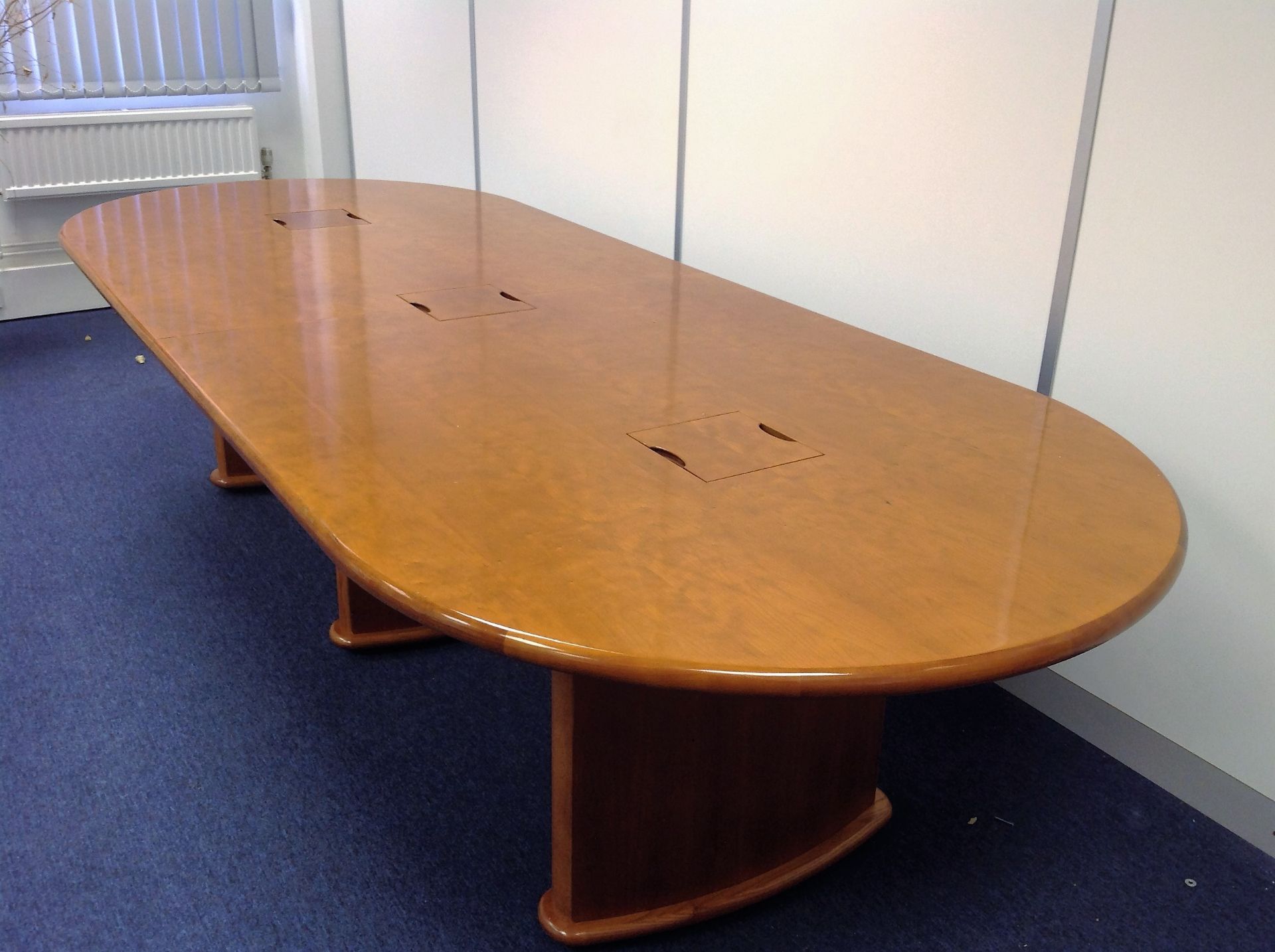 Cheery Veneer Boardroom Table With Internal Plug Socket Connections - Measurements: H: 72cm L: 300cm