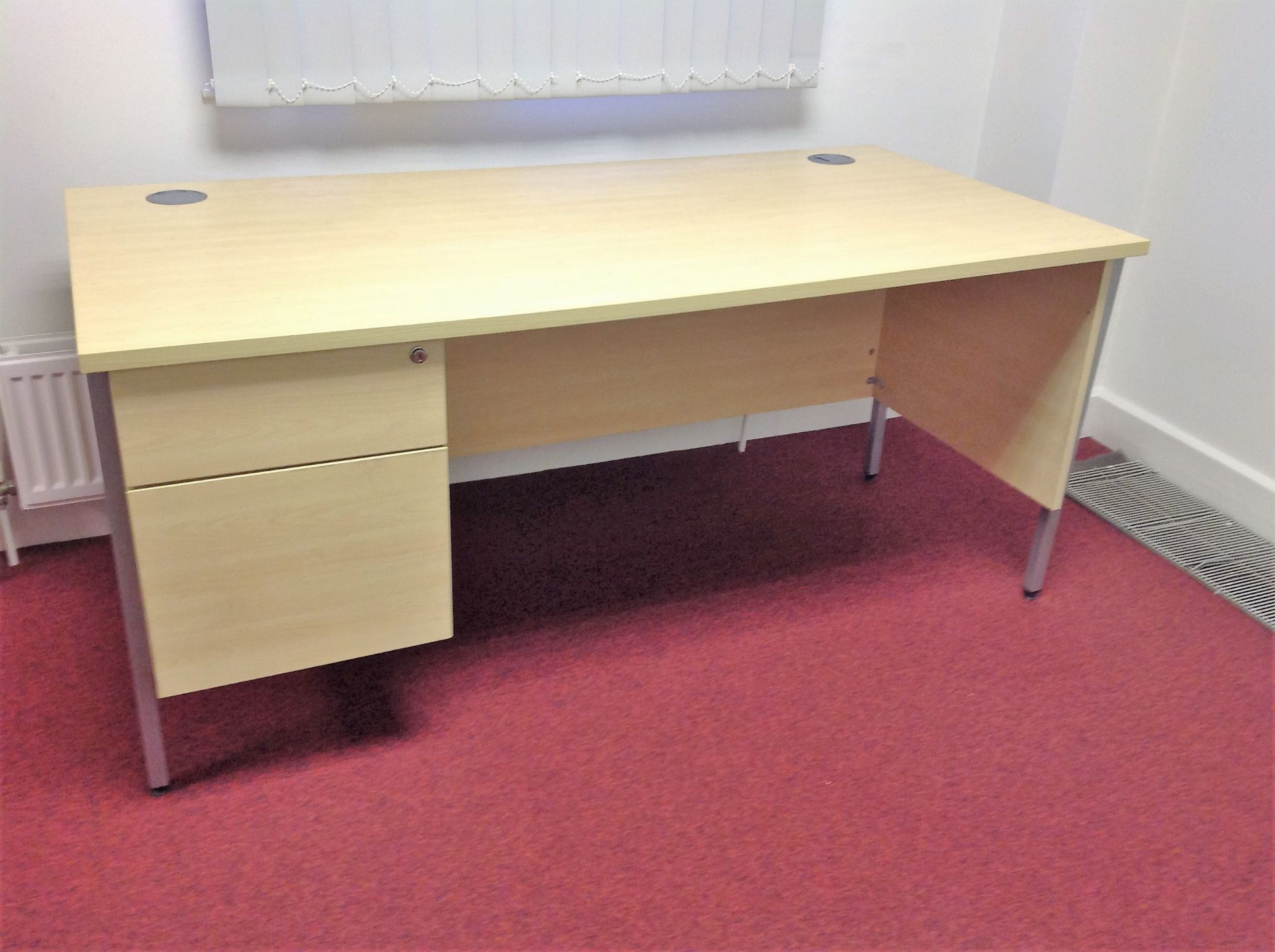 Rectangular Desk With Two Draw Unit Attached To The Left With Keys - Measurements: H: 72cm L: 160cm - Image 2 of 3