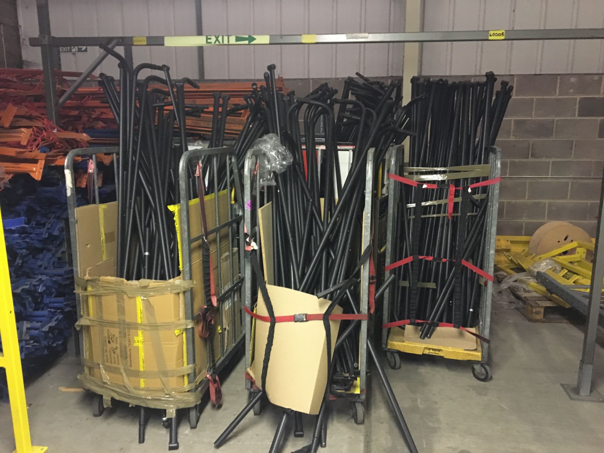 Quantity of dismantled garment rails.