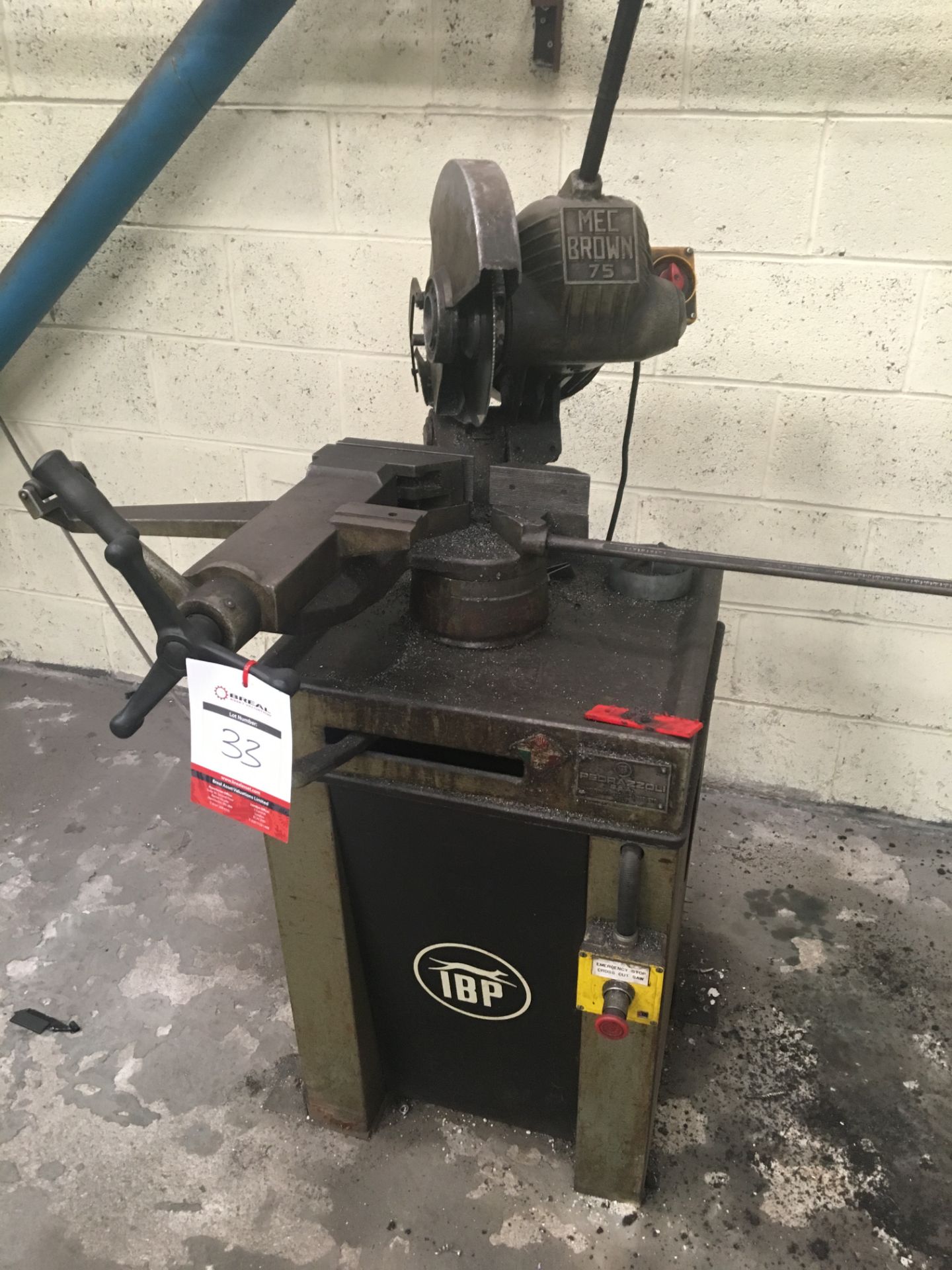 Pedrazzoli Brown type 75 Metal Chop Saw and pedestal