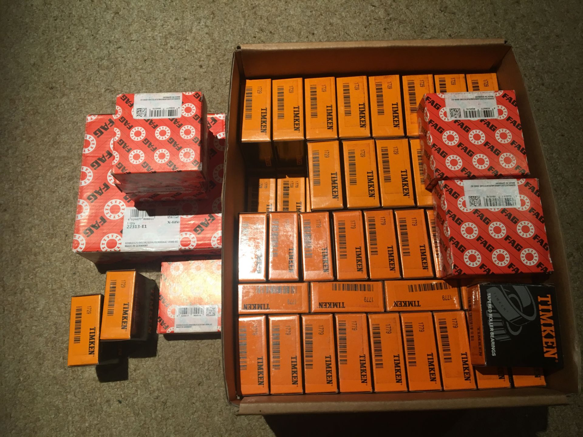 Quantity of FAG and Timken Bearings