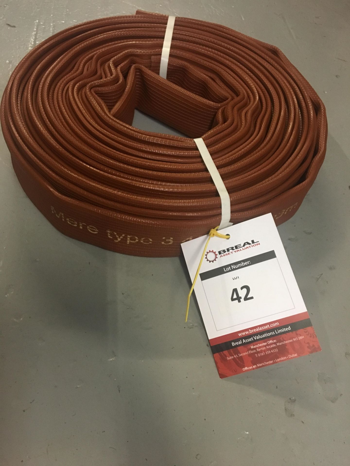 Mere Type 3 Layflat Fire Hose, Brown (45mm DIA x 23m)