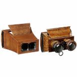 2 French Stereo Viewers 9 x 18, c. 1970 1) Stereoscope for cards and slides of 9 x 18 cm, ogee-