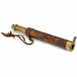 Brass Telescope, c. 1850 Probably England. Leather-covered tube, length extended 24 in., working but