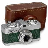Mikroma II with Copying Attachment, 1957 Meopta, CSSR. Size 11 x 14 mm, green body, shutter speeds