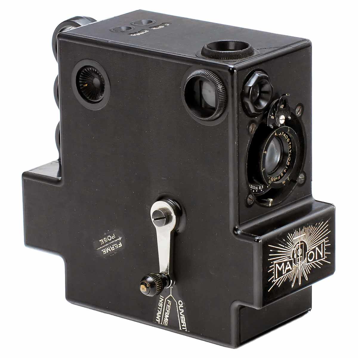 Bakelite Camera "Maton", c. 1930 Multipose Portable Cameras, Ltd., France. Brown bakelite camera,
