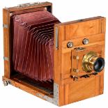 French Tailboard-Type Field Camera, c. 1875-80 Unmarked. Plate size 13 x 18 cm (5 x 7 in.), walnut