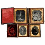 4 Hand-Tinted Ambrotypes, c. 1850 Anonymous. Two 2 x 2 1/3 in. and two 2 ¾ x 3 1/6 in., 3