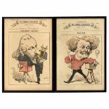 2 Colored Illustrations of Photographers Nadar and Carjat, c. 1878 Caricatures from "Les Hommes D'