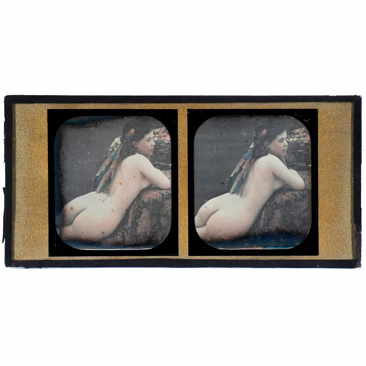 French Stereo Nude Daguerreotype, c. 1845 (from the Collection of "Hoffotograf Peter Elfelt")