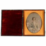 Daguerreotype (W. Scott), c. 1850 "Photographic Artist W. Scott". ¼ plate, portrait of a lady,
