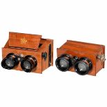 2 Hand Stereo Viewers (6 x 13 and 45 x 107), c. 1926 1) Ica stereoscope for cards and slides of 6
