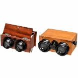 2 Hand Stereo Viewers (6 x 13 and 45 x 107), c. 1915 1) Ernemann AG, Dresden. Stereo viewer for