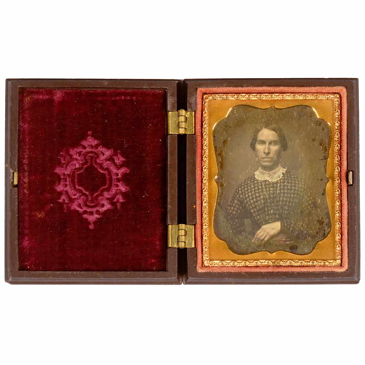 Union Case with Daguerreotype, c. 1857 "Littlefield, Parson & Co.", USA. Small daguerreotype,