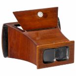 2 Hand-Held Stereo Viewers 9 x 18 cm 1) Hand-held stereo viewer, c. 1875, wood body with brown