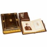 3 Leather Photographic Albums 2 albums with decorative mounts, in plain, presumably for cartes-de-