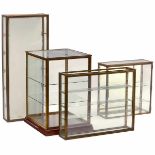 4 Metal Cabinets, 1930s 1) On mahogany plinth, 31 x 22 x 20 in. - 2) Wall cabinet, 24 x 24 ½ x 8 in.