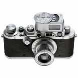 Leica III (F) with Elmar, 1937 Leitz, Wetzlar. No. 223297, chrome. With Elmar 3,5/5 cm, no.