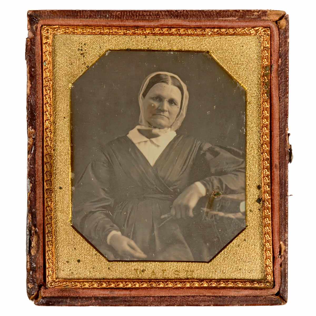 Daguerreotype (Portrait of a Lady), c. 1845-50 Anonymous. 1/6 plate, slightly hand-tinted, brass
