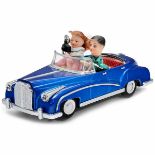 "Photoing on Car", c. 1960 Chinese tin toy, battery-operated, mystery action, with sounding horn and