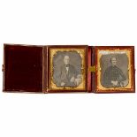 2 Daguerreotypes (1/6 Plate), c. 1850 Both probably English. One case with engraving "J. Timms