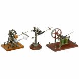 2 Electro-Magnetic Motors, c. 1900 Small vintage demonstration models, for rotating Geissler