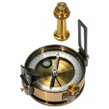 Magnetic Sighting Compass, c. 1910 Ø 3 in., original lacquered brass, with threaded hand and table