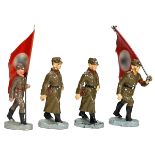 4 Reichsarbeitsdienst Figures by Elastolin, c. 1938 German Labour Service (RAD) figures, 7,5 cm. 1