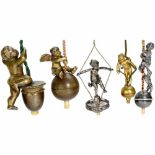 5 Electric Table Bells Depicting Boys and Cherubs, c. 1910 1) Naked boy, bronze, height 2 ½ in. – 2)