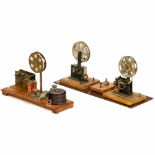 3 Toy Telegraphs, c. 1915 All unsigned, clockwork drives, each approx. 7 ½ in., mounted on wooden