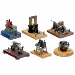 6 Unusual Electrical Motors, c. 1915 Physical demonstration models or toy motors, all of open