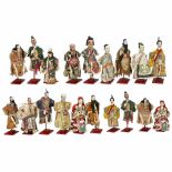 15 Chinese Opera-Type Dolls, Mid-20th Century Three female and twelve male folkloric characters,