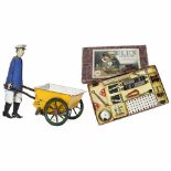 Lehmann and Märklin Toys, c. 1930 1) Lehmann Tap-Tap, lithographed tin, clockwork working. – And: 2)