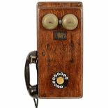 Bell Wall Telephone, c. 1930 Wooden case, with flap switch for incoming telephone calls. Zustand: (