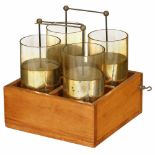 Battery of 4 Leyden Jars, c. 1910 In wooden frame, overall size 7 ½ x 7 ½ x 8 ¼ in. Zustand: (