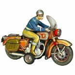 Tippco No. 598 Big Motorcycle with Saddle Bags, c. 1958 TCO 598, made in Western Germany,