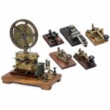 Telegraph Writer and 5 Morse Keys, c. 1900 1) Small ink-writer telegraph by "Ch. Noe – Paris",