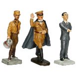 3 Third Reich Composition Figures, c. 1938 7,5 cm figures. 1) Lineol, Joseph Goebbels, Reich