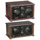 2 Early Swedish Radio Receivers, c. 1926 Chest cases with lids. 1) A.-B. Magnetelektra