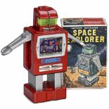 Yonezawa Space Explorer, c. 1966 Japanese battery toy, rare version with start knob on robot's head,