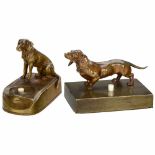 2 Electric Table Bells Depicting Dogs, c. 1910 Viennese-style bronze. 1) Dachshund, height 2 ½ in. –